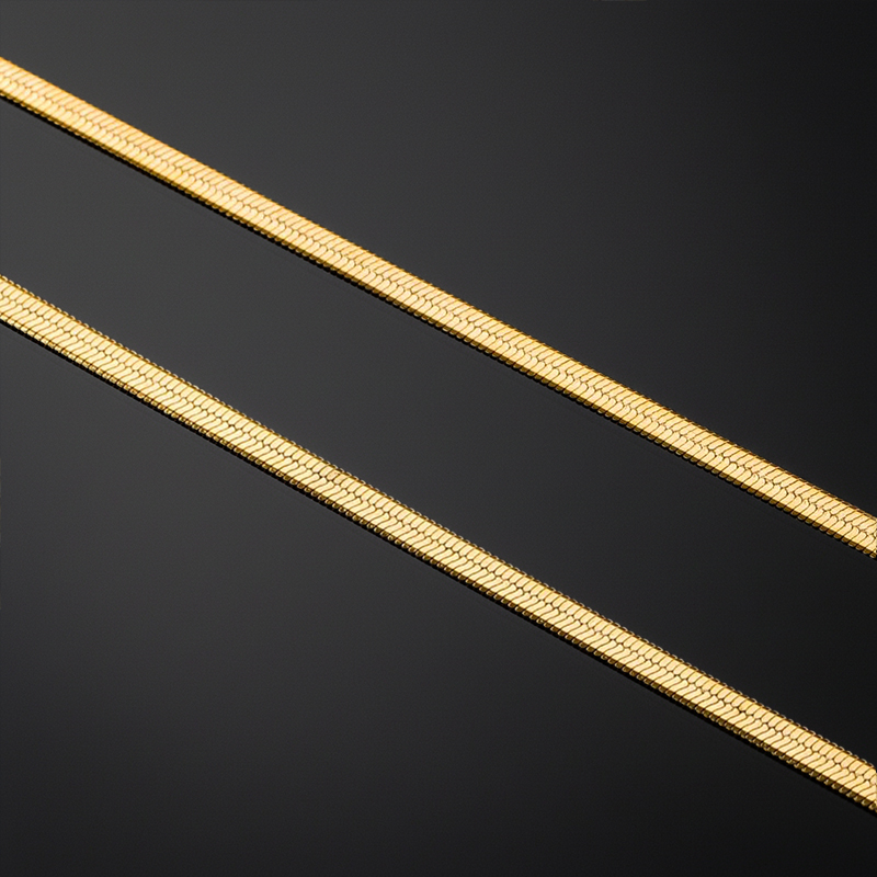 2mm Herringbone Chain In Gold Gold With Bold Statement Appeal - Image 5