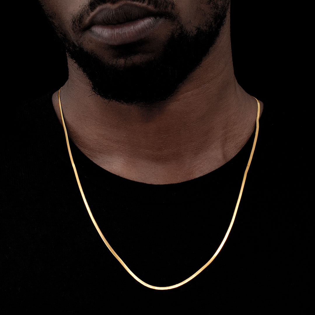 2mm Herringbone Chain In Gold Gold With Bold Statement Appeal