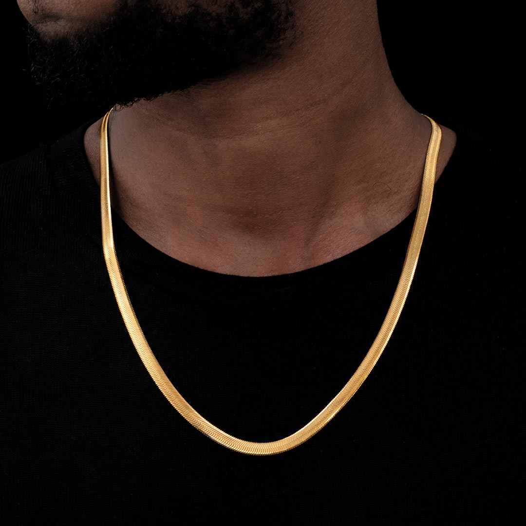 6mm Herringbone Chain In Gold Gold With Bold Statement Appeal