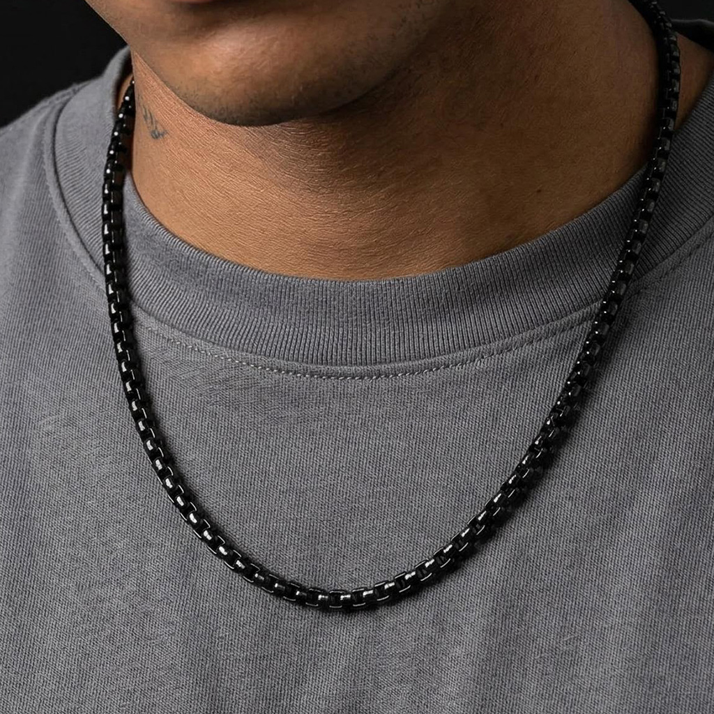 5mm Round Box Chain In Black Gold Gold With Bold Statement Appeal