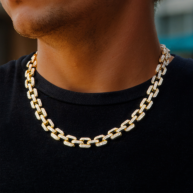 12mm Iced Out Rectangle Chain Gold With Street Luxury Shine - Image 3