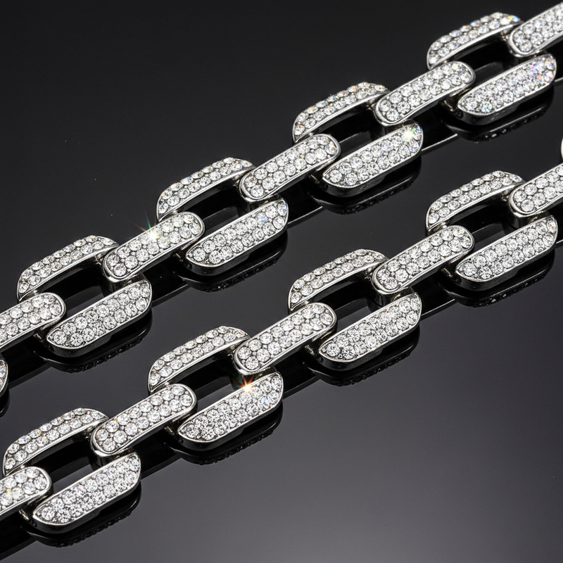 12mm Iced Out Rectangle Chain Gold With Street Luxury Shine - Image 5