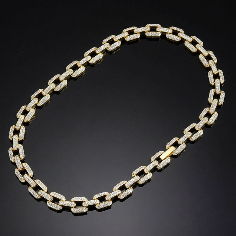 12mm Iced Out Rectangle Chain Gold With Street Luxury Shine - Image 6