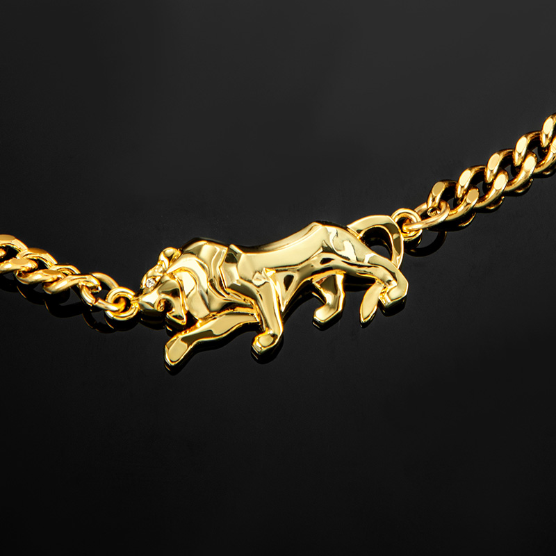 Walking Lion Necklace In Gold Gold With Bold Statement Appeal - Image 3