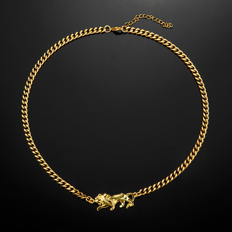 Walking Lion Necklace In Gold Gold With Bold Statement Appeal - Image 4