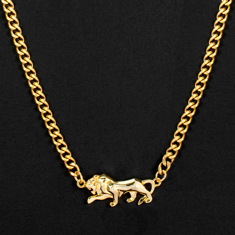 Walking Lion Necklace In Gold Gold With Bold Statement Appeal - Image 5