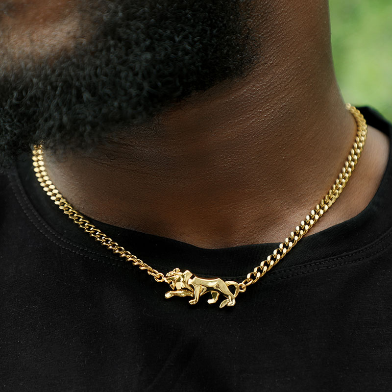 Walking Lion Necklace In Gold Gold With Bold Statement Appeal
