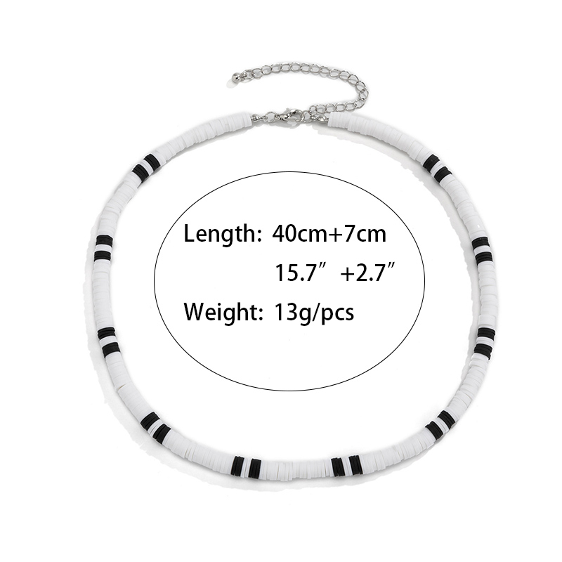 Black And White Patchwork Clay Necklace Silver With Street Luxury Shine - Image 4