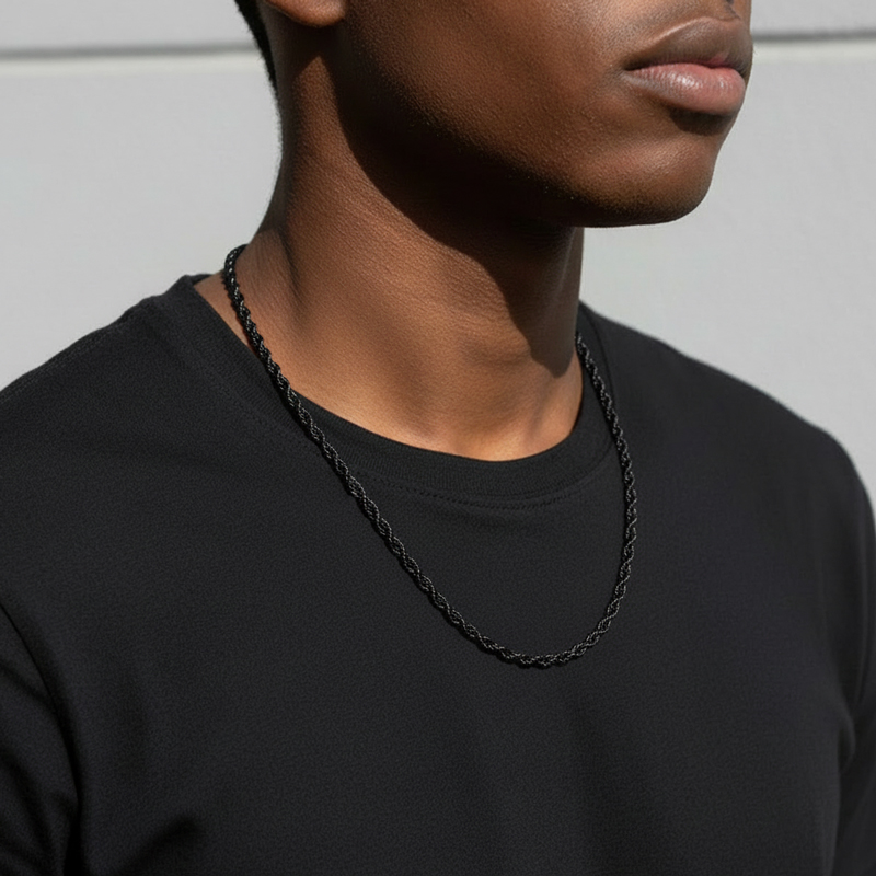 4mm Rope Chain In Black Gold Gold With Bold Statement Appeal - Image 4