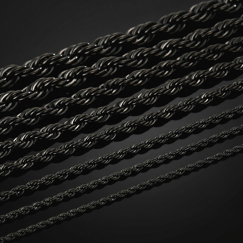 4mm Rope Chain In Black Gold Gold With Bold Statement Appeal - Image 5