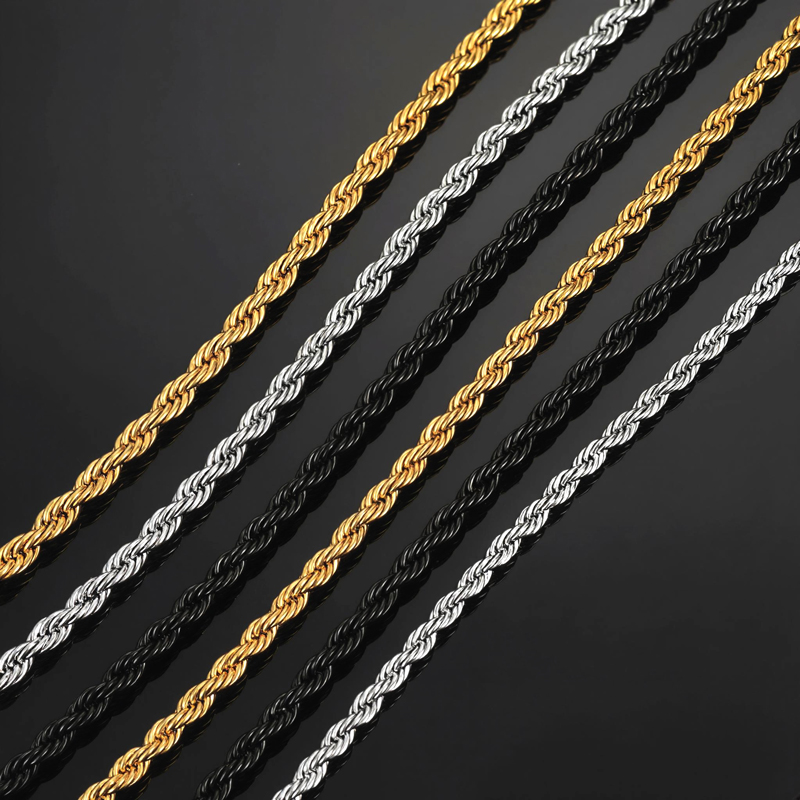4mm Rope Chain In Black Gold Gold With Bold Statement Appeal - Image 6