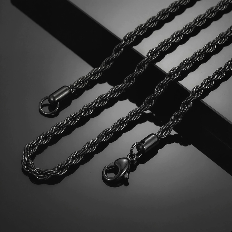 4mm Rope Chain In Black Gold Gold With Bold Statement Appeal - Image 7