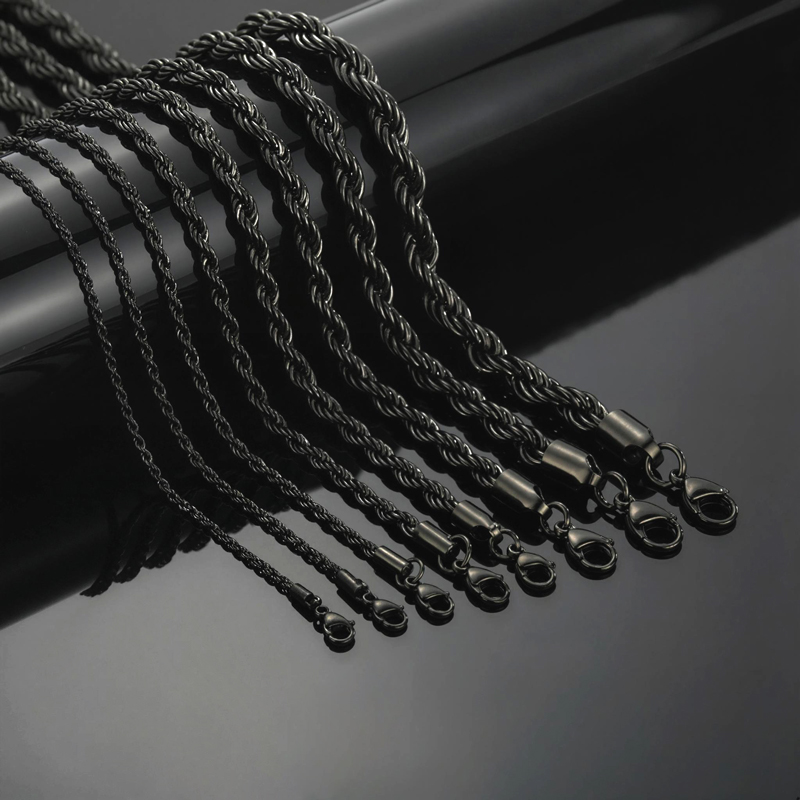 4mm Rope Chain In Black Gold Gold With Bold Statement Appeal - Image 8