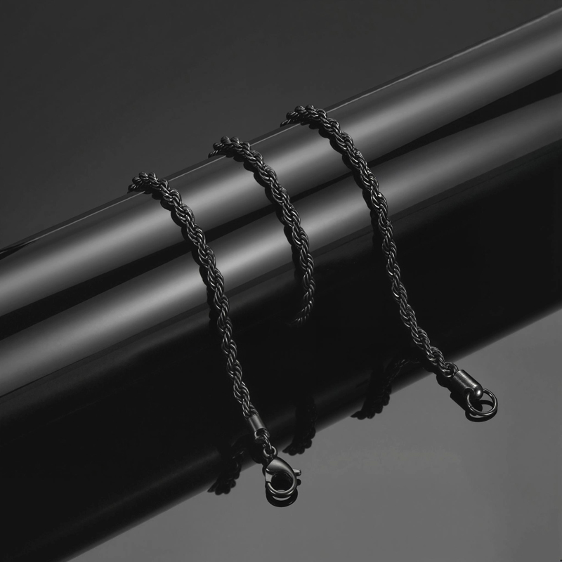 4mm Rope Chain In Black Gold Gold With Bold Statement Appeal - Image 9