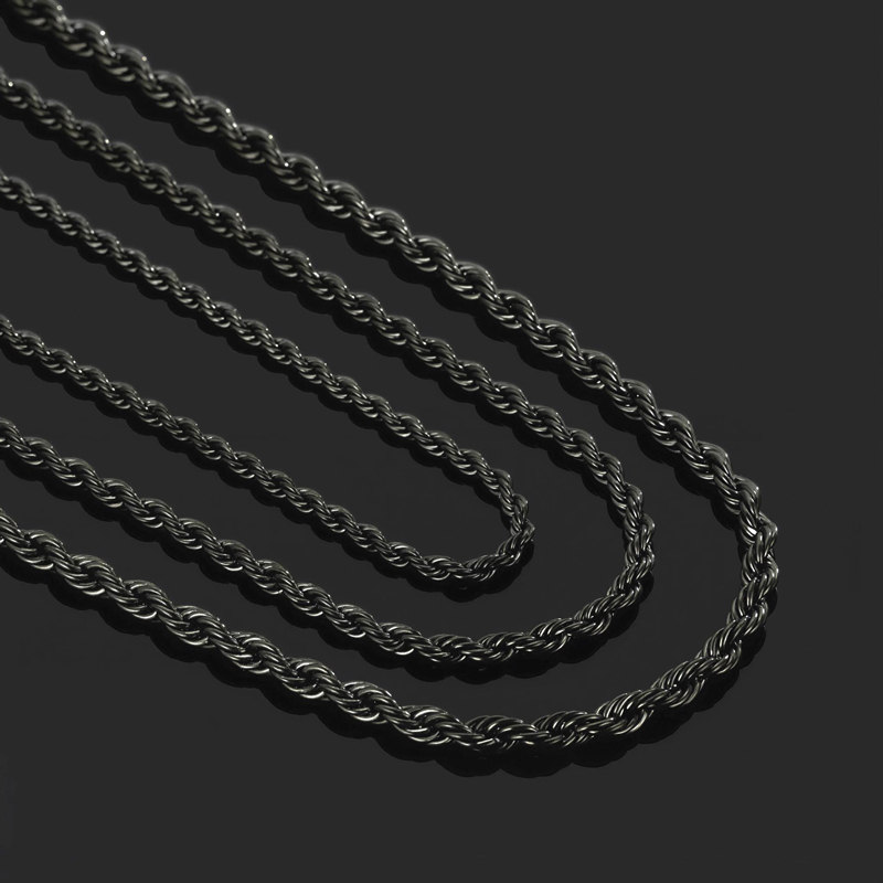 4mm Rope Chain In Black Gold Gold With Bold Statement Appeal
