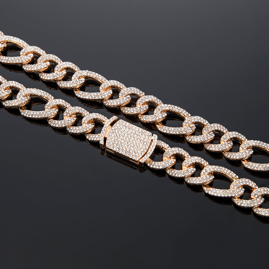 13mm Iced Out Figaro Chain In Gold Made For Street Luxury Energy - Image 3