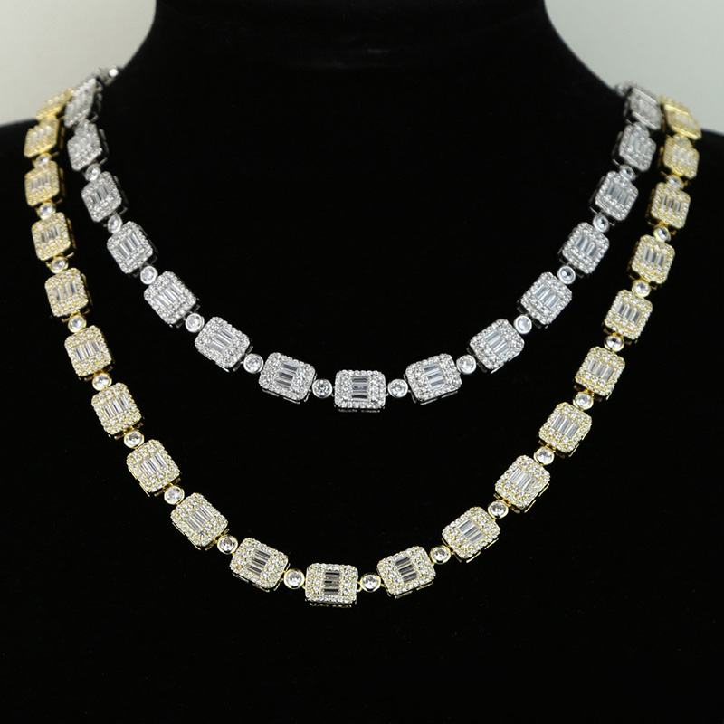 Iced Out 8mm Baguette Cut Necklace Gold With Street Luxury Shine