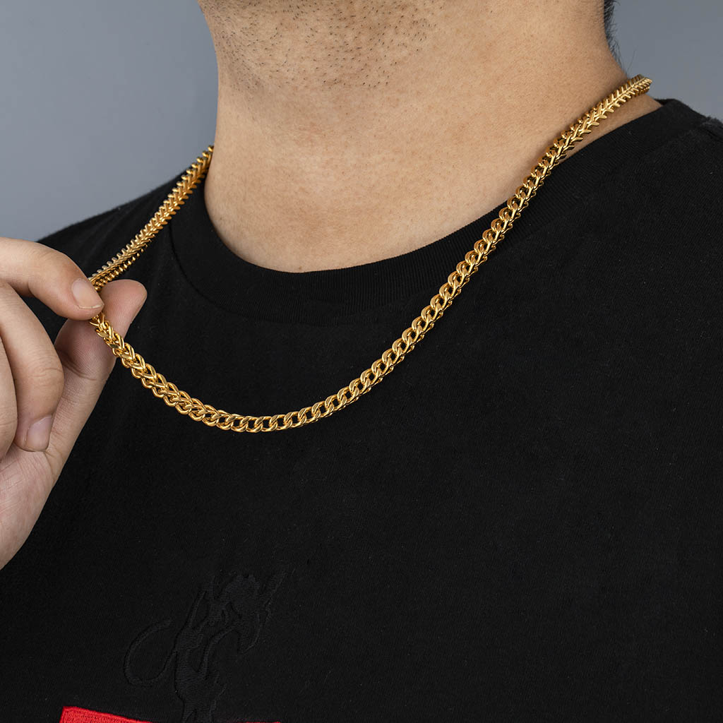 5mm 18k Gold Finish Franco Box Chain Made For Bold Statement Looks - Image 5