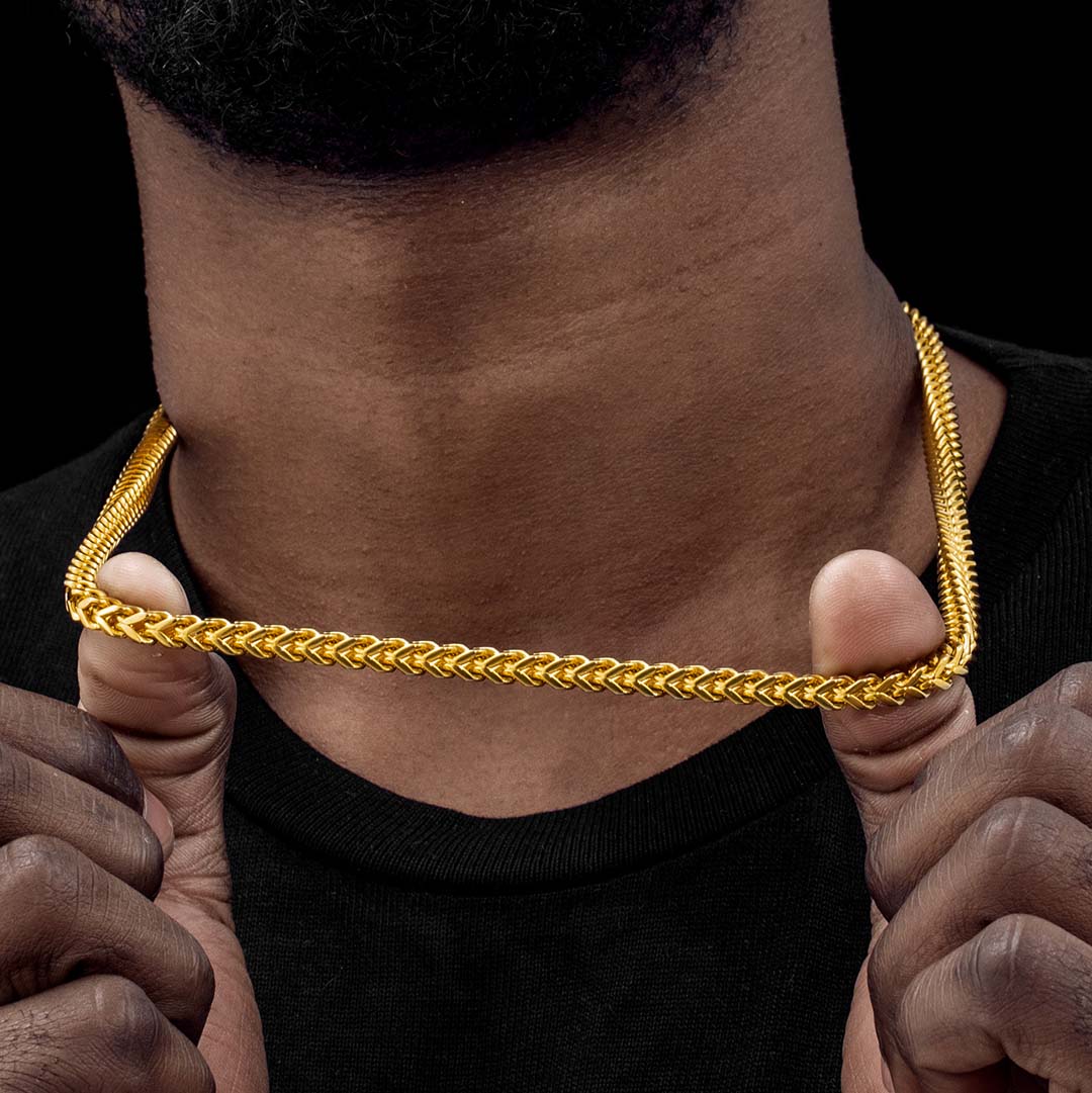 5mm 18k Gold Finish Franco Box Chain Made For Bold Statement Looks