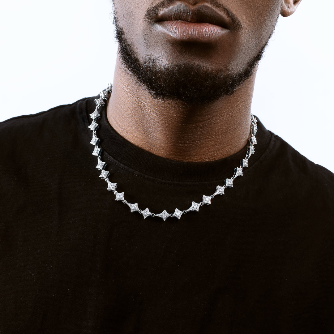 Iced Out Star Chain In White Gold With Clean Street Luxury Style - Image 3