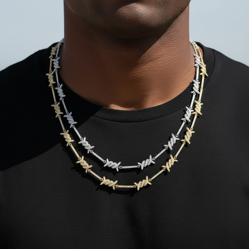Iced Out 8mm Thorns Necklace Gold With Street Luxury Shine