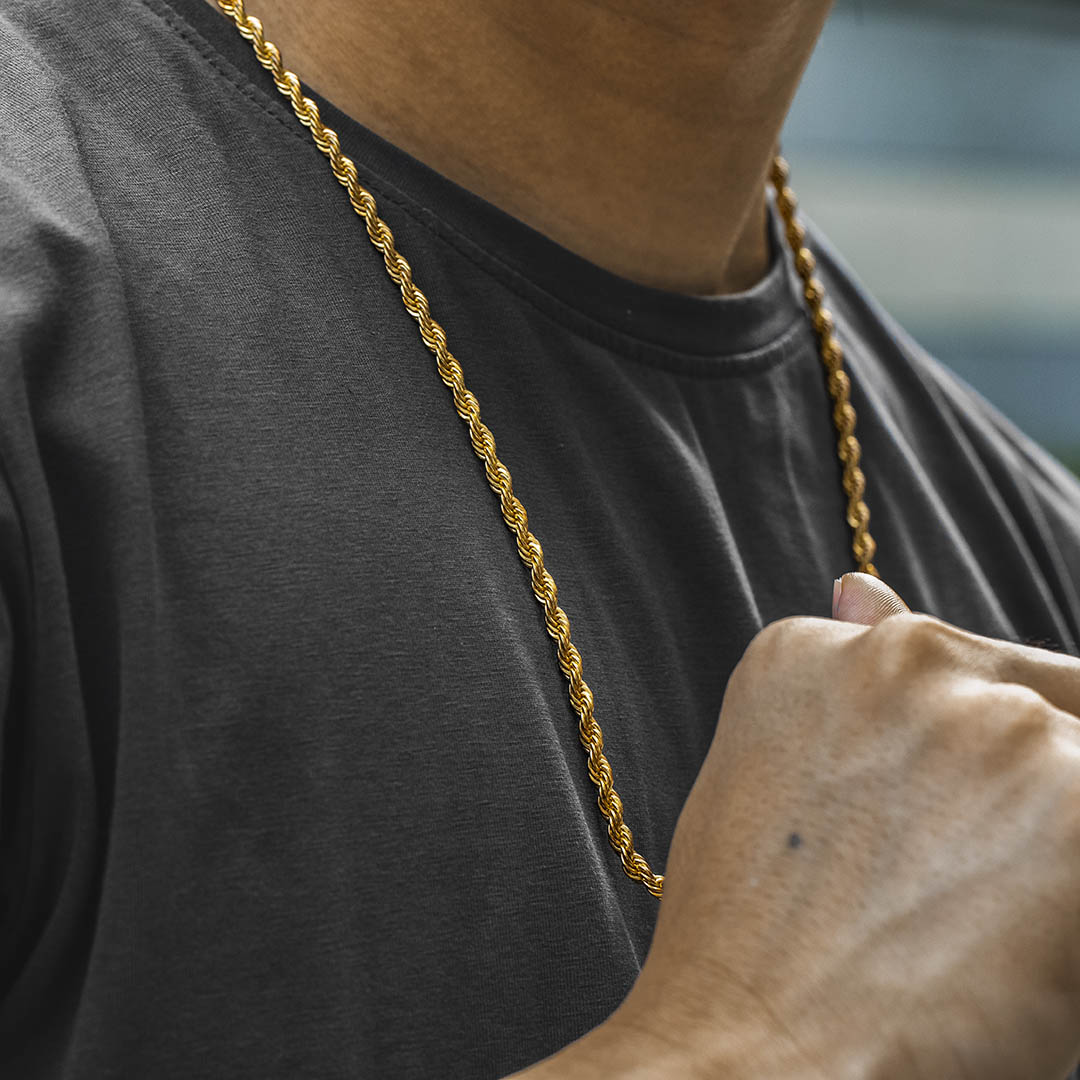 4mm Rope Chain In Gold Gold Premium Look Without Heavy Price - Image 3