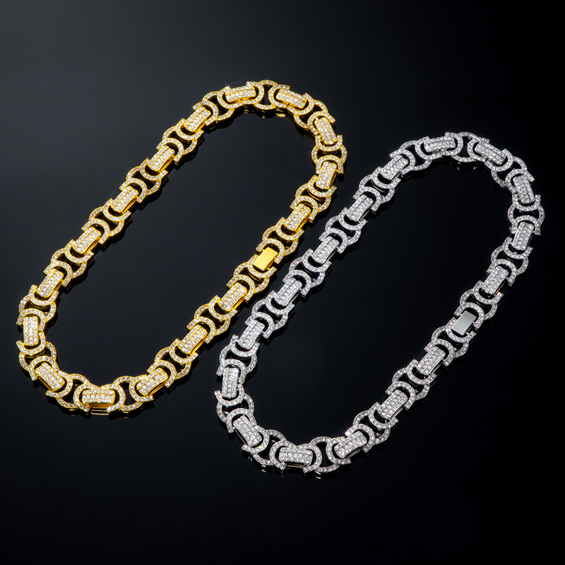 18mm Iced Out Byzantine Chain Gold With Street Luxury Shine - Image 6