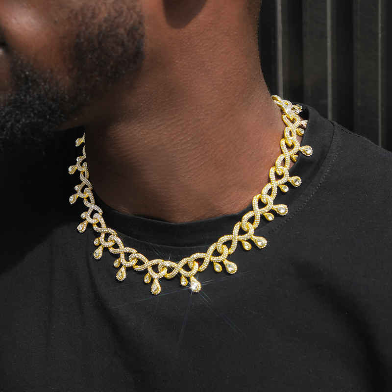 Iced Out Dripping Infinity Cuban Link Chain Gold With Street Luxury Shine