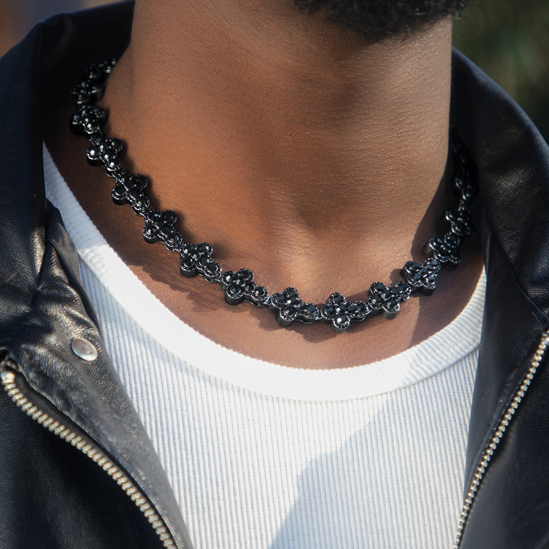 16mm 20 Black Diamonds Cross Chain In Black Gold With Street Luxury Shine - Image 4