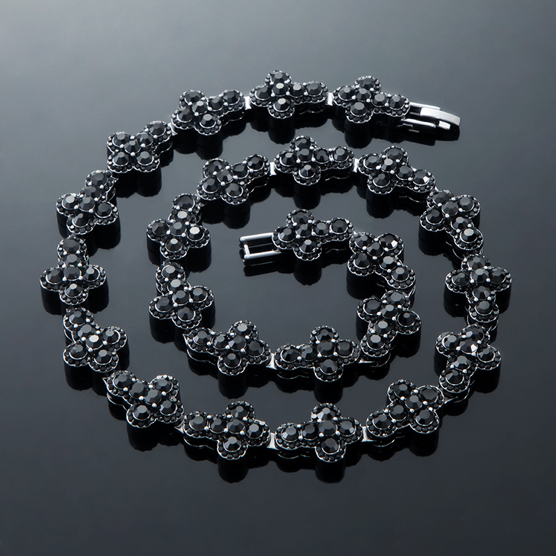 16mm 20 Black Diamonds Cross Chain In Black Gold With Street Luxury Shine