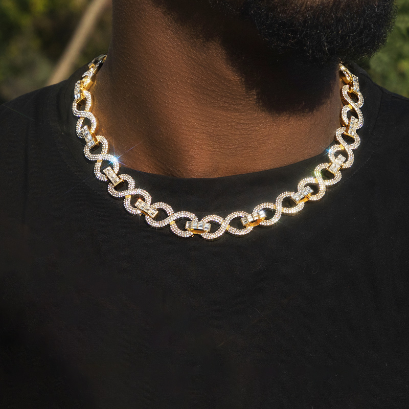 16mm 20 Iced Out Infinity Link Chain In Gold With Street Luxury Shine