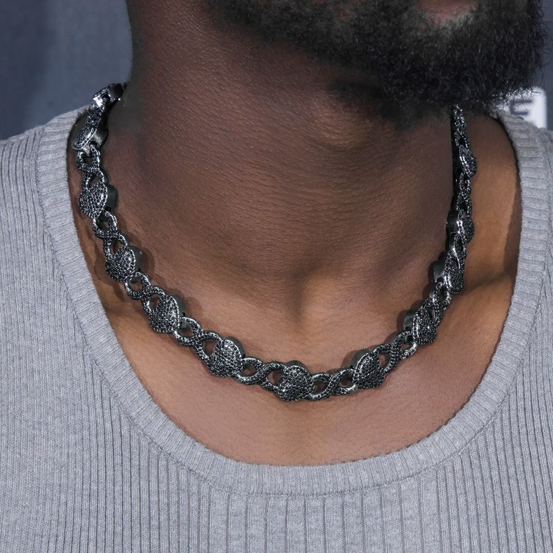 11mm 20 Heart Infinity Link Chain In Black Gold With Street Luxury Shine - Image 4