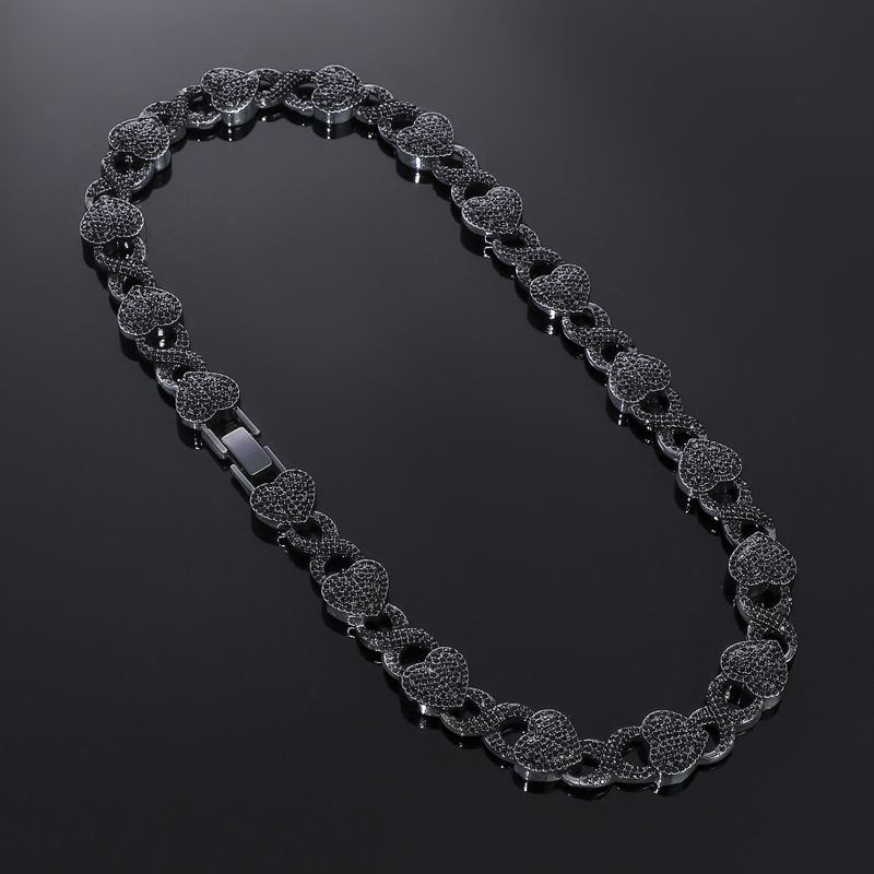 11mm 20 Heart Infinity Link Chain In Black Gold With Street Luxury Shine - Image 5