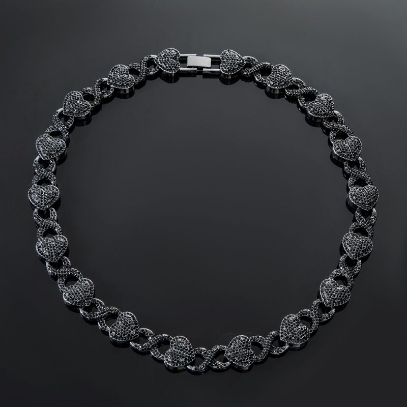 11mm 20 Heart Infinity Link Chain In Black Gold With Street Luxury Shine