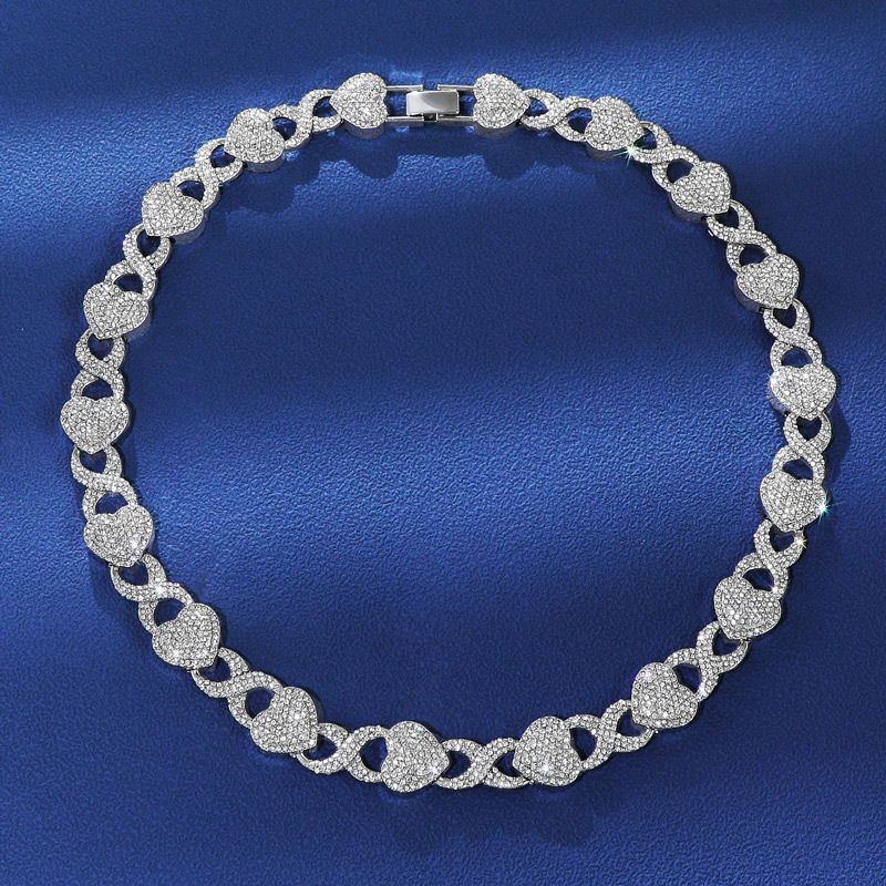 11mm 20 Iced Out Heart Infinity Link Chain In White Gold With Gold Shine