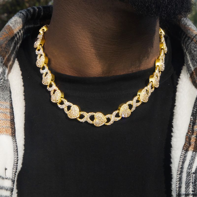 11mm 20 Heart Infinity Link Chain In Gold With Street Luxury Shine