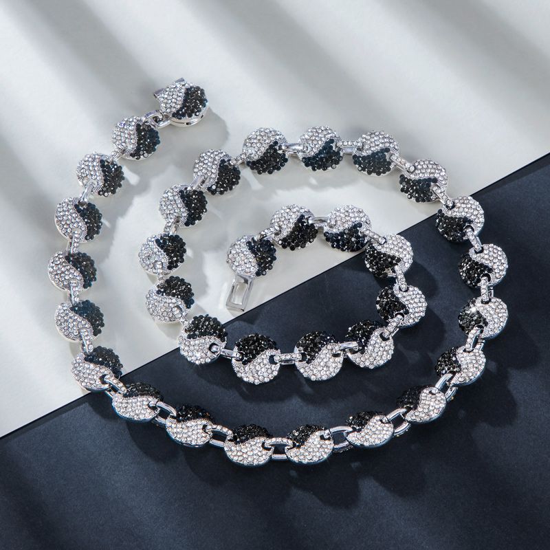 12mm 20 Iced Out Yin Yang Link Chain In White Gold With Gold Shine - Image 4