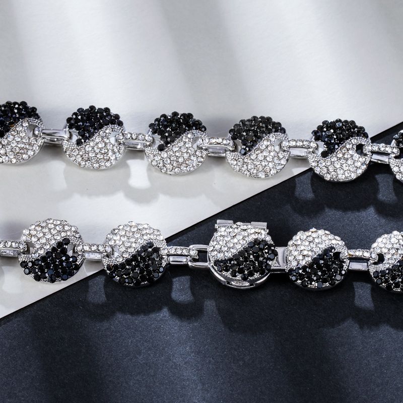 12mm 20 Iced Out Yin Yang Link Chain In White Gold With Gold Shine - Image 6