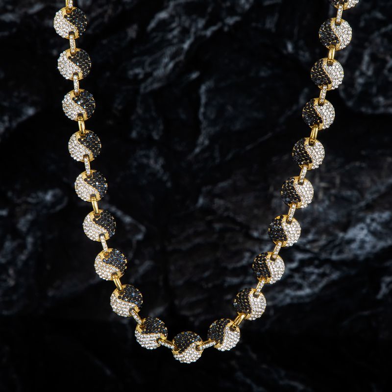12mm 20 Iced Out Yin Yang Link Chain In Gold With Street Luxury Shine - Image 3