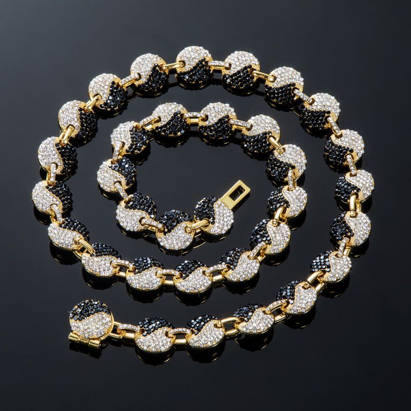 12mm 20 Iced Out Yin Yang Link Chain In Gold With Street Luxury Shine - Image 4