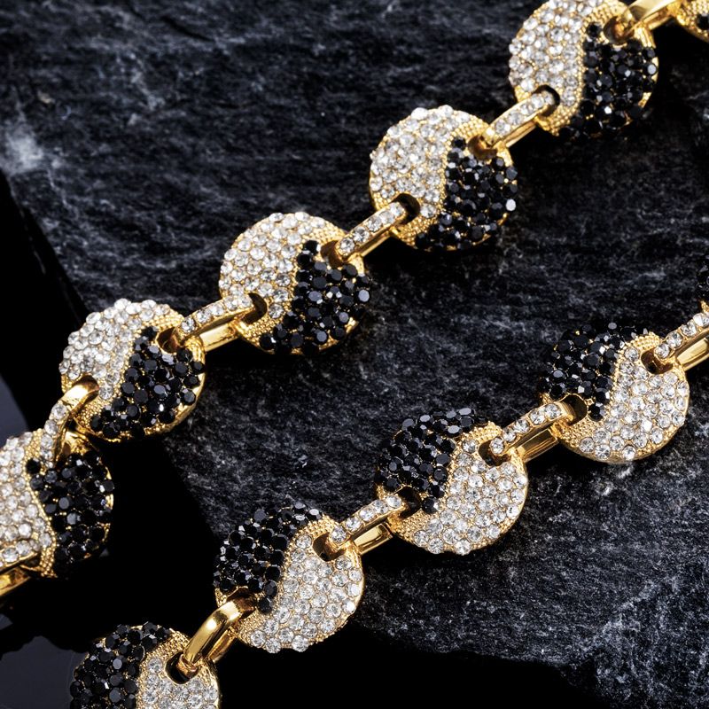 12mm 20 Iced Out Yin Yang Link Chain In Gold With Street Luxury Shine - Image 5
