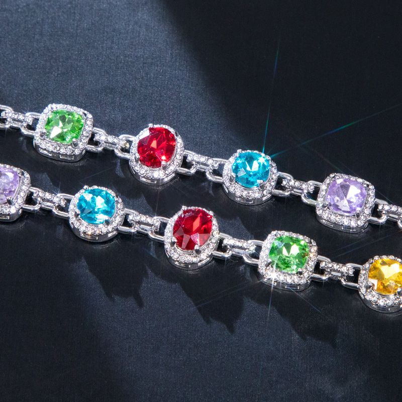 8.5mm Multi-color Diamonds Chain In White Gold With Street Luxury Shine - Image 4