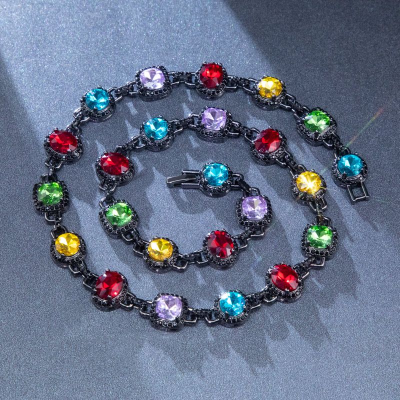 8.5mm Multi-color Diamonds Chain In Black Gold With Street Luxury Shine - Image 3