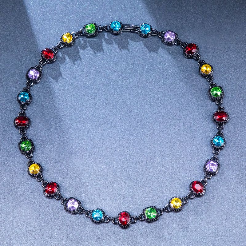 8.5mm Multi-color Diamonds Chain In Black Gold With Street Luxury Shine - Image 4