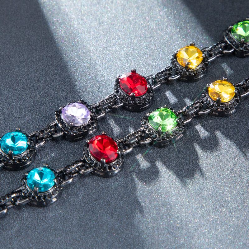 8.5mm Multi-color Diamonds Chain In Black Gold With Street Luxury Shine - Image 5