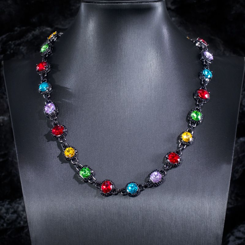 8.5mm Multi-color Diamonds Chain In Black Gold With Street Luxury Shine - Image 6