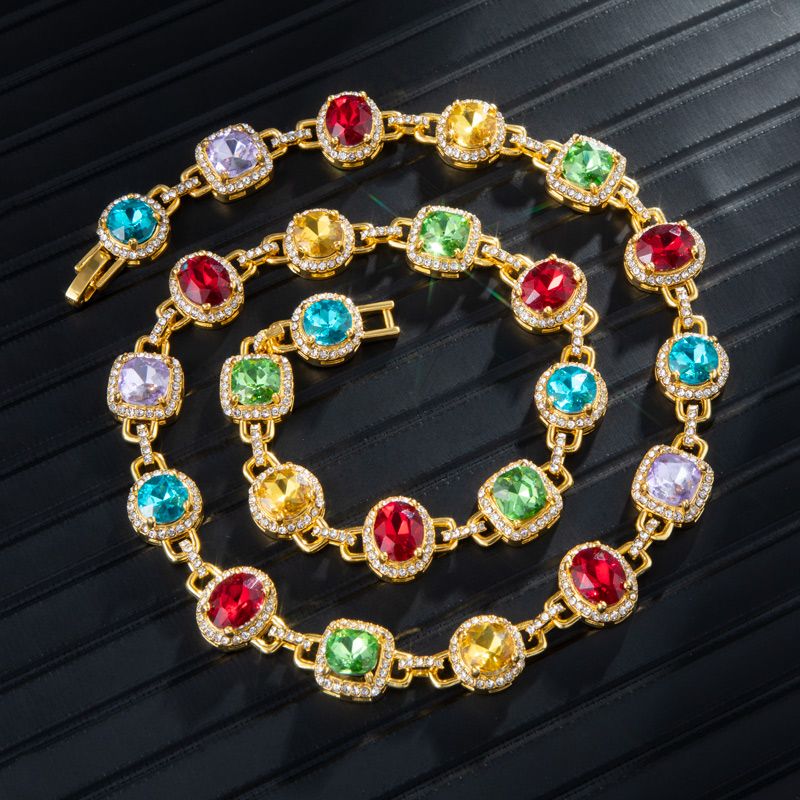 8.5mm Multi-color Diamonds Chain In Gold With Street Luxury Shine - Image 3