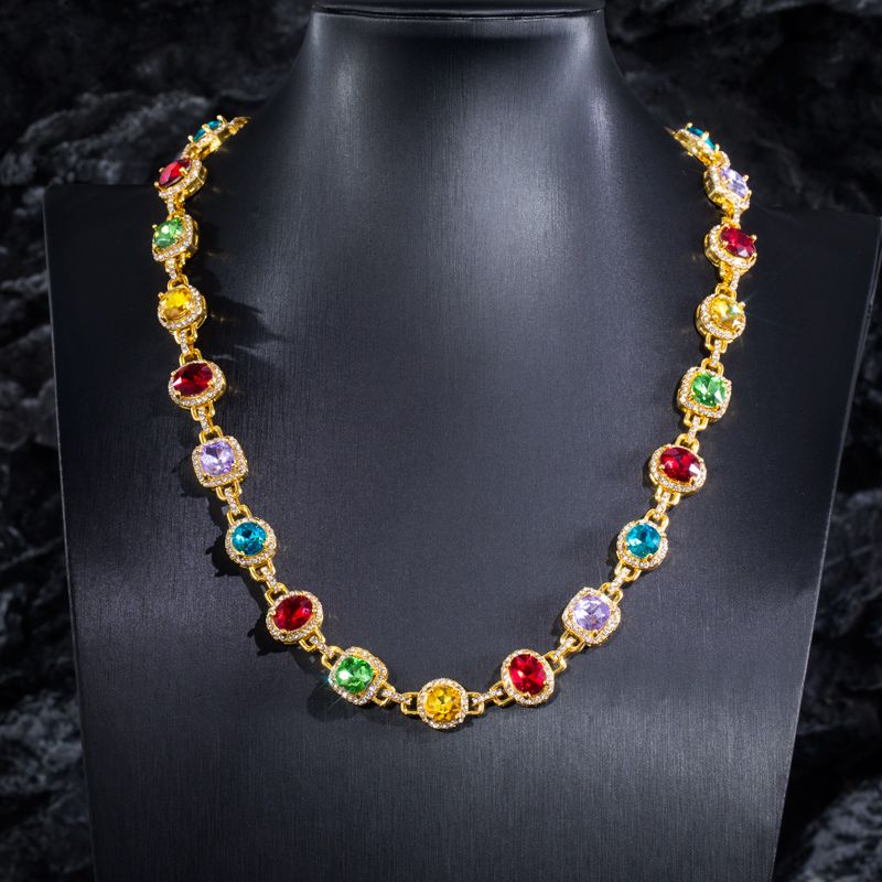 8.5mm Multi-color Diamonds Chain In Gold With Street Luxury Shine - Image 4