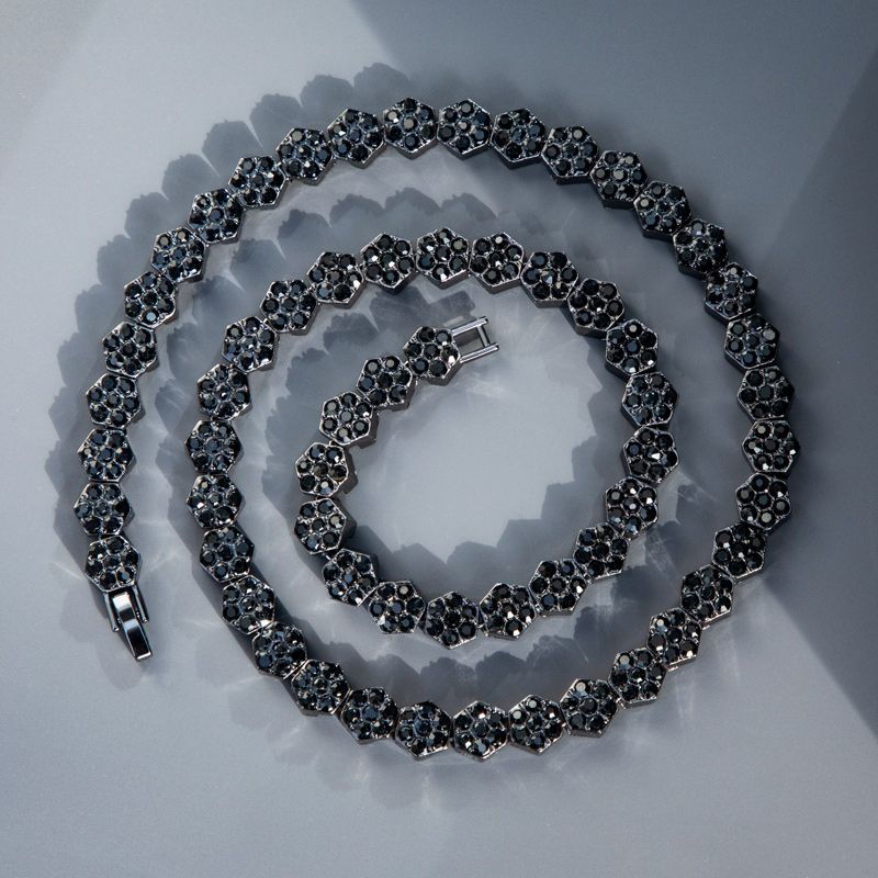 8mm Hexagon Tennis Chain In Black Gold Iced Out Shine With Street Luxury - Image 3