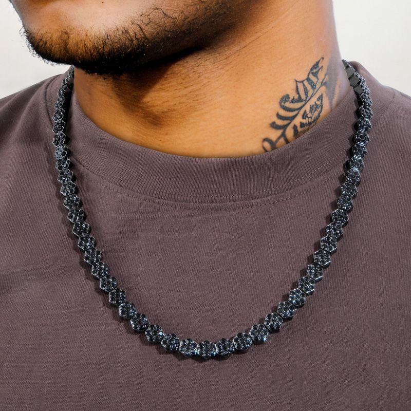 8mm Hexagon Tennis Chain In Black Gold Iced Out Shine With Street Luxury